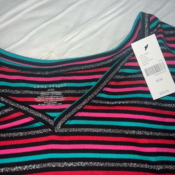 NWT Lane Bryant Striped Sparkle V-Neck Size 22 - Picture 4 of 4